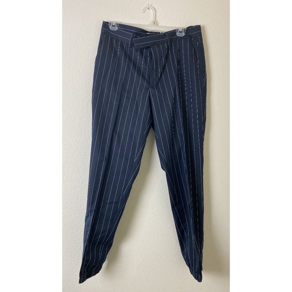 ASOS DESIGN smart slim fit joggers co-ord in navy pinstripe Size W32 L30 NWOT - Picture 4 of 8